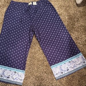 St. John's Bay Blue Patterned Wide Leg Pants